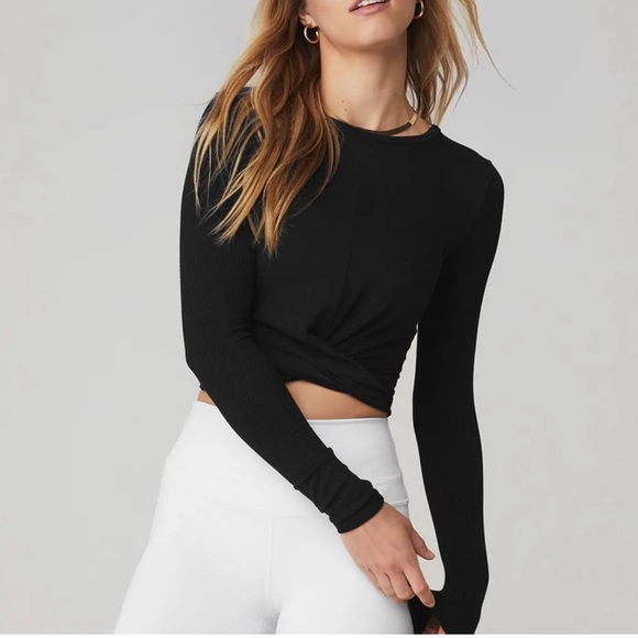 ALO Yoga Sweaters Alo Yoga Black Cover Long Sleeve Top Ribbed